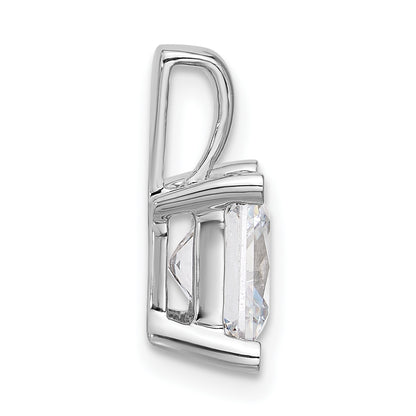 14K White Gold 3 Carat Lab Grown Diamond Vs+ F+ Princess Complete Four Prong Pendant