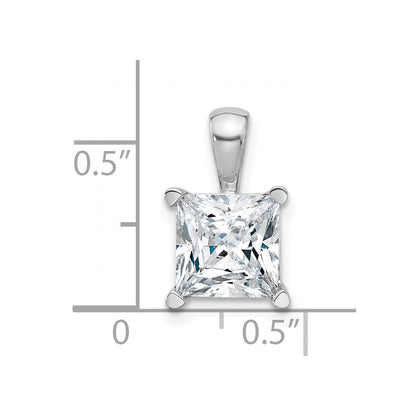 14k White Gold 3 Ct. Lab Grown Diamond VS/SI+ G+ Princess Four Prong Pendant