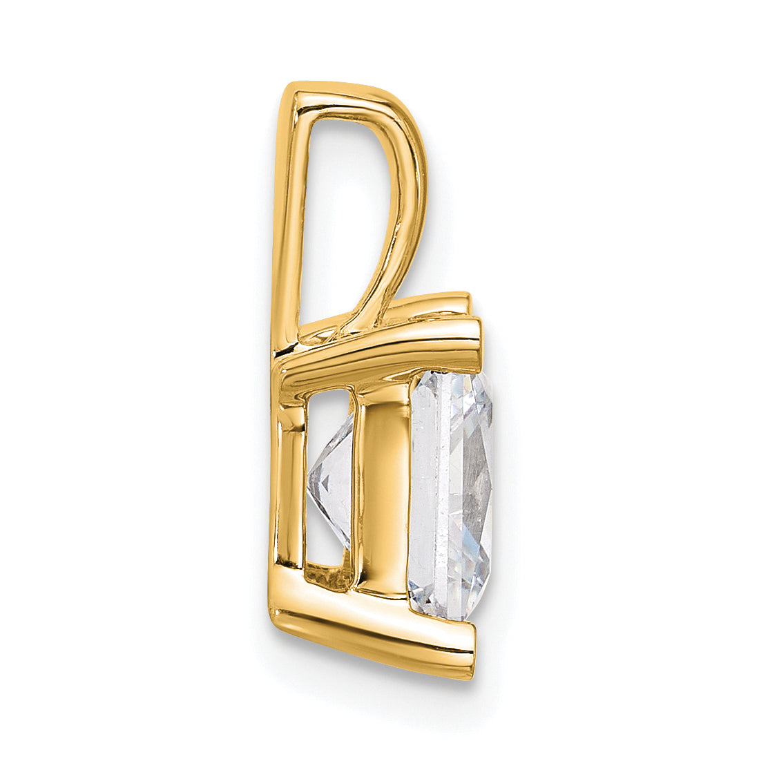14K Yellow Gold 3 Carat Certified Lab Grown Diamond Vs+ F+ Princess Complete Four Prong Pendant