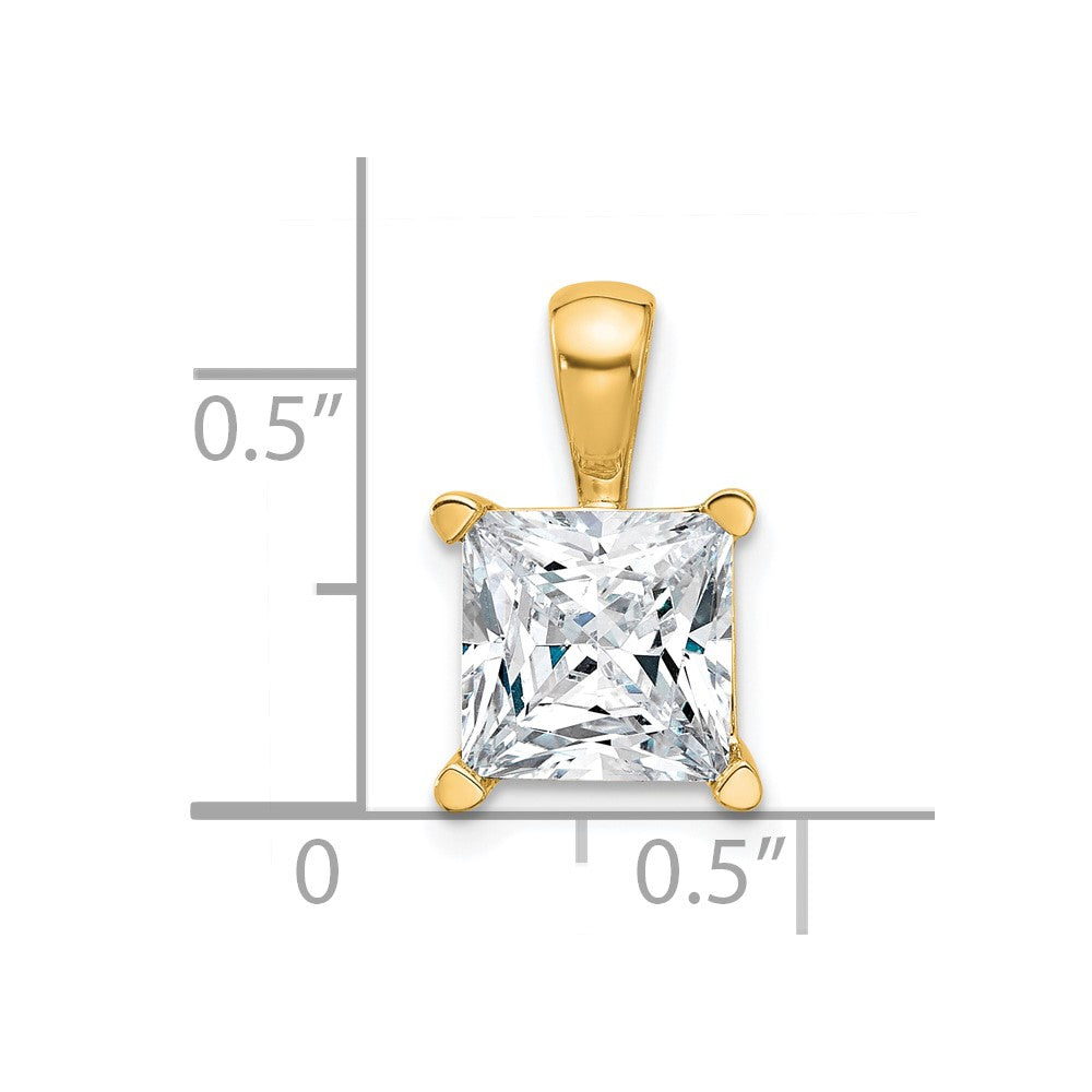 14K Yellow Gold 3 Carat Certified Lab Grown Diamond Vs+ F+ Princess Complete Four Prong Pendant