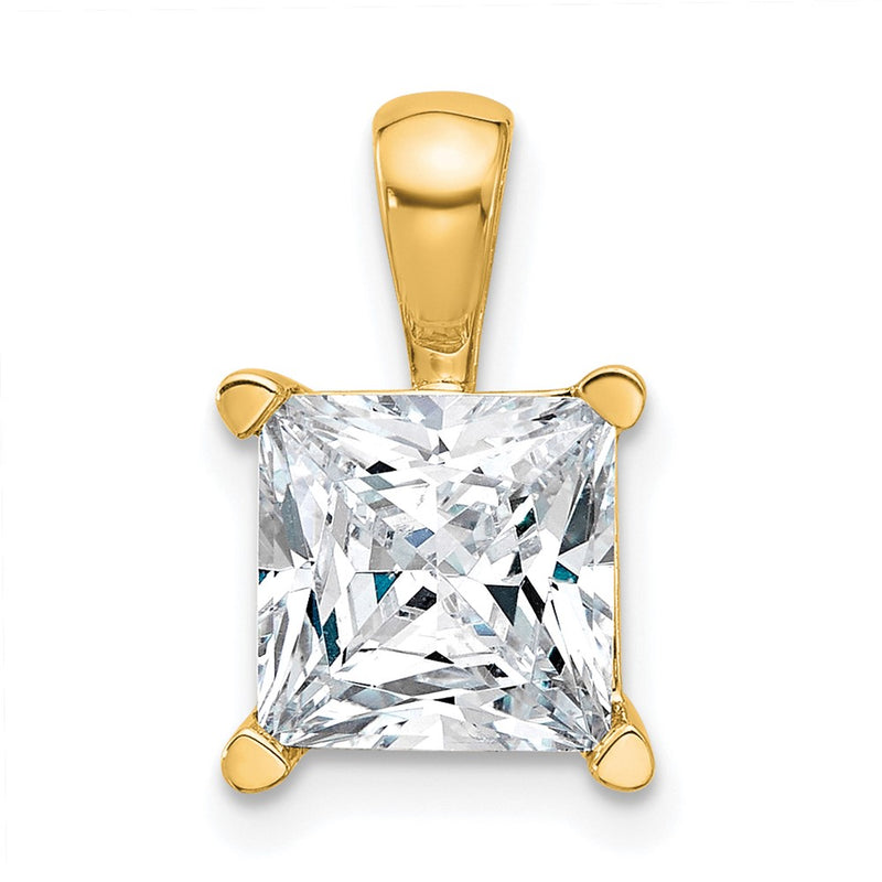 14k Yellow Gold 3 Ct. Lab Grown Diamond VS/SI+ G+ Princess Four Prong Pendant