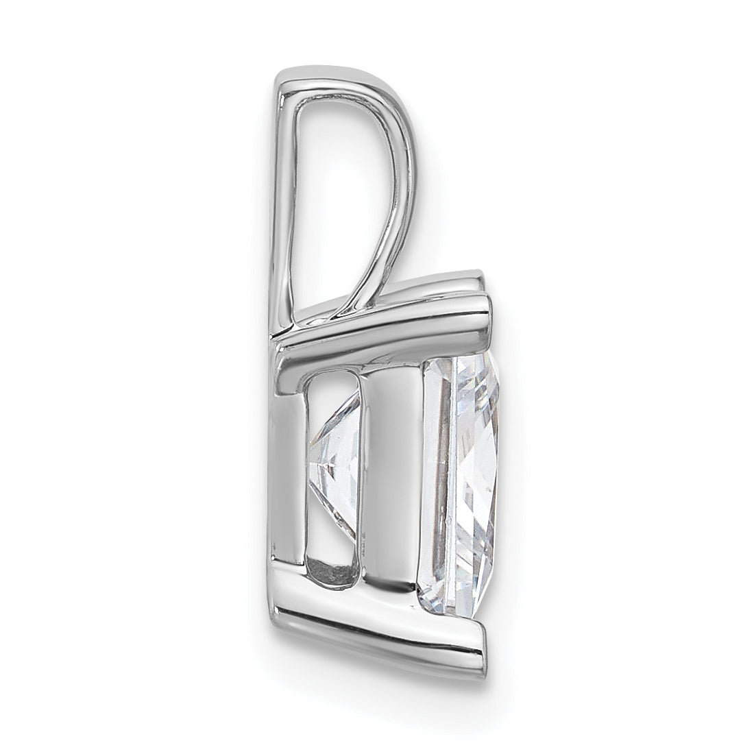 14K White Gold 4 Carat Lab Grown Diamond Vs+ F+ Princess Complete Four Prong Pendant