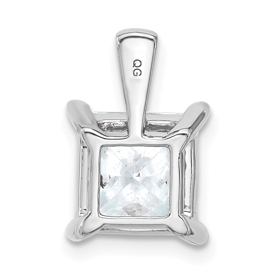 14K White Gold 4 Carat Certified Lab Grown Diamond Vs+ F+ Princess Complete Four Prong Pendant
