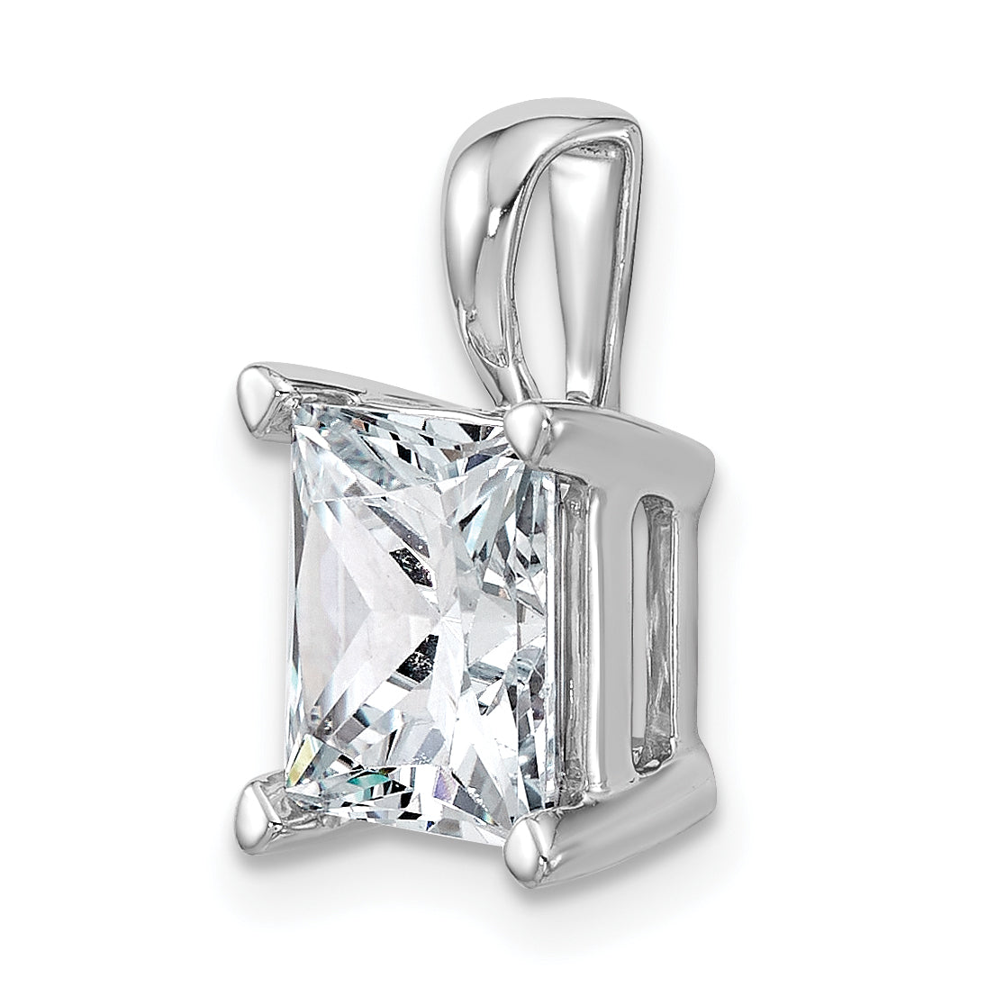 14K White Gold 4 Carat Certified Lab Grown Diamond Vs+ F+ Princess Complete Four Prong Pendant