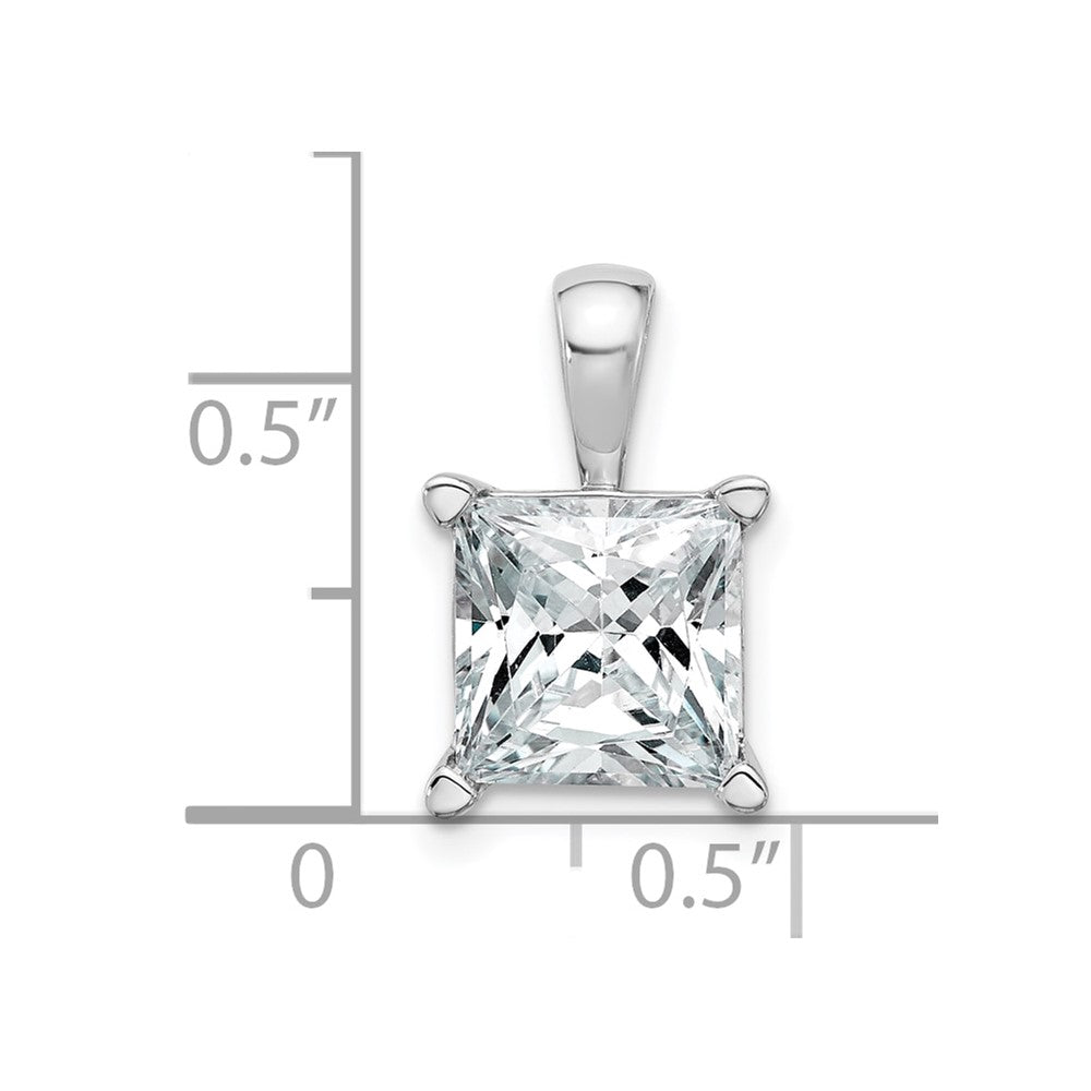 14k White Gold 4 Ct. Lab Grown Diamond VS/SI+ G+ Princess Complete Four Prong Pendant