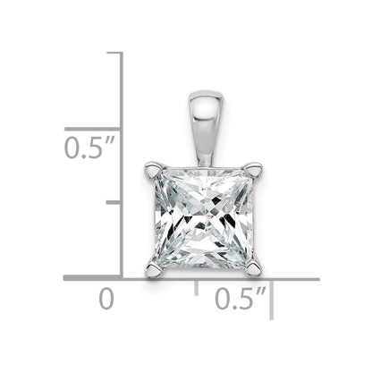 14k White Gold 4 Ct. Lab Grown Diamond VS/SI+ G+ Princess Complete Four Prong Pendant