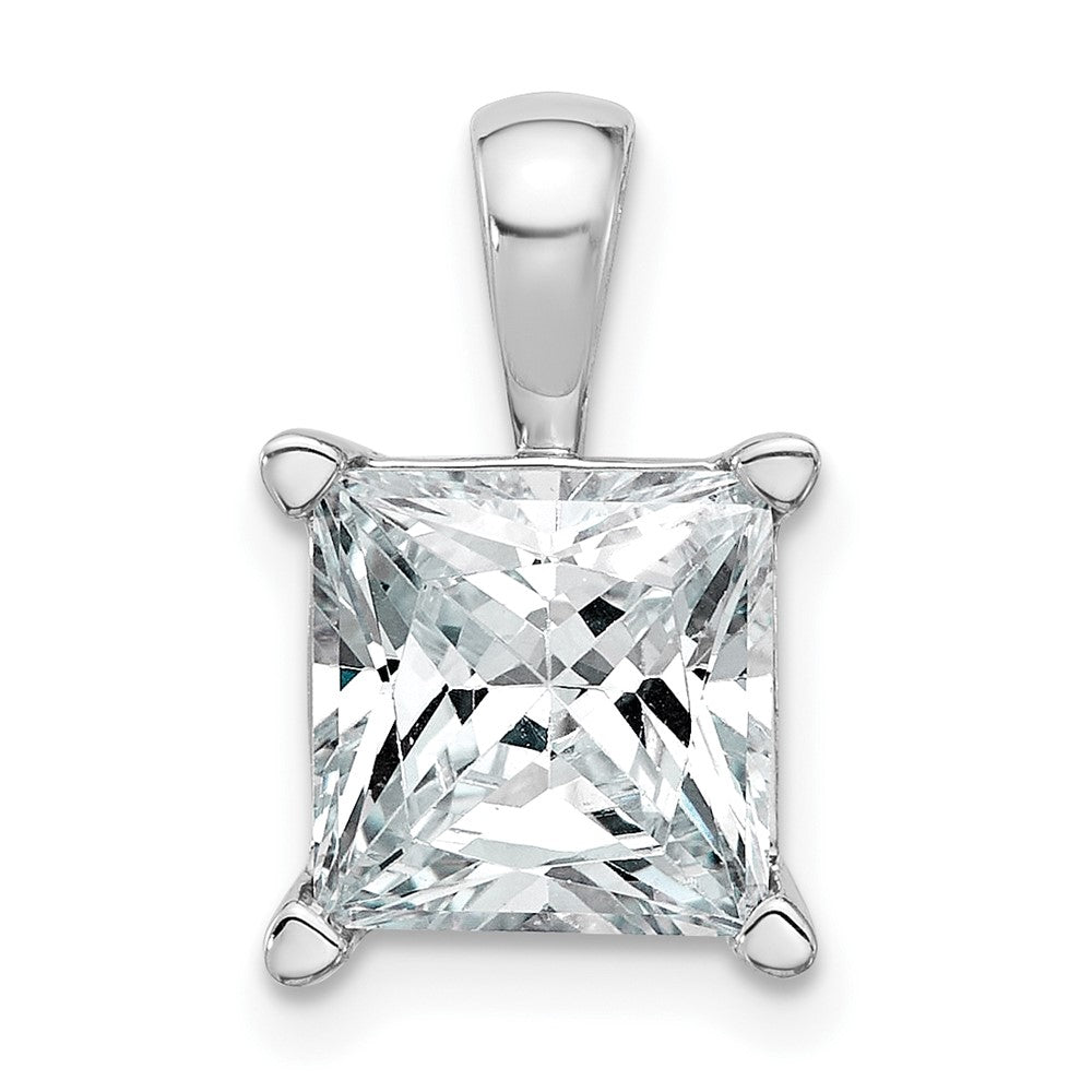 14k White Gold 4 Ct. Lab Grown Diamond VS/SI+ G+ Princess Complete Four Prong Pendant
