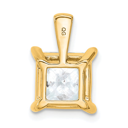 14K Yellow Gold 4 Carat Certified Lab Grown Diamond Vs+ F+ Princess Complete Four Prong Pendant