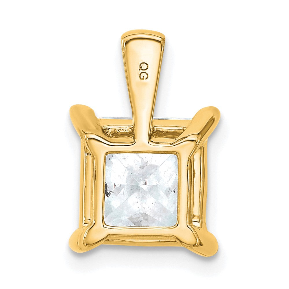 14K Yellow Gold 4 Carat Lab Grown Diamond Vs+ F+ Princess Complete Four Prong Pendant
