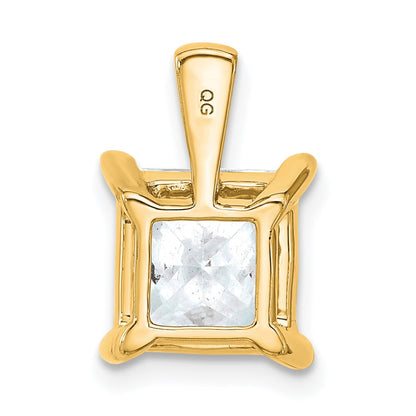 14K Yellow Gold 4 Carat Lab Grown Diamond Vs+ F+ Princess Complete Four Prong Pendant