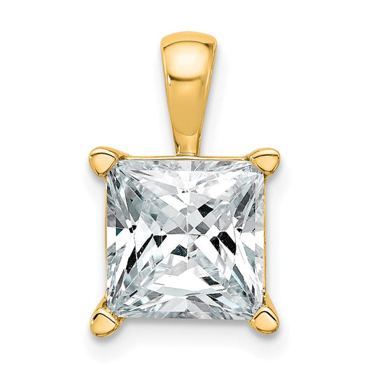 14k Yellow Gold 4 Ct. Certified Lab Grown Diamond VS/SI+ G+ Princess Complete Four Prong Pendant