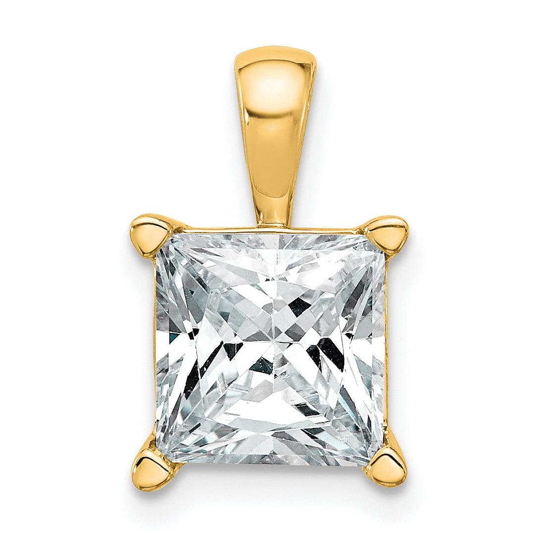 14K Yellow Gold 4 Carat Certified Lab Grown Diamond Vs+ F+ Princess Complete Four Prong Pendant