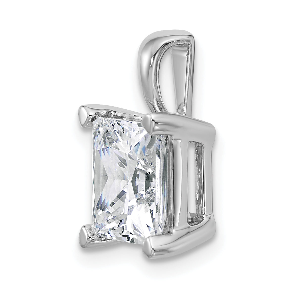 14K White Gold 5 Carat Certified Lab Grown Diamond Vs+ F+ Princess Complete Four Prong Pendant