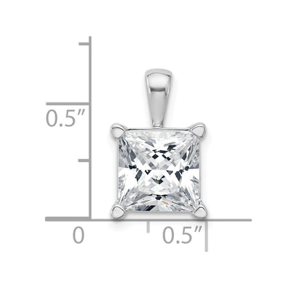14k White Gold 5 Ct. Lab Grown Diamond VS/SI+ G+ Princess Four Prong Pendant