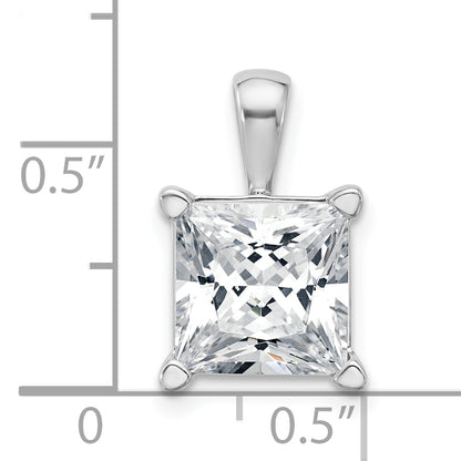 14K White Gold 5 Carat Certified Lab Grown Diamond Vs+ F+ Princess Complete Four Prong Pendant