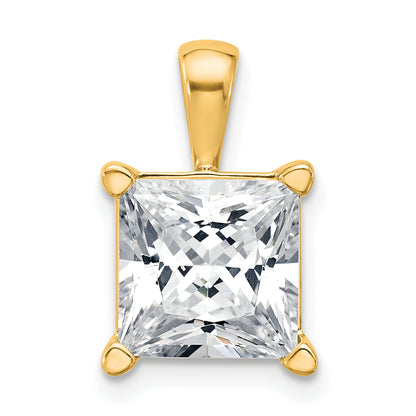 14K Yellow Gold 5 Carat Certified Lab Grown Diamond Vs+ F+ Princess Complete Four Prong Pendant