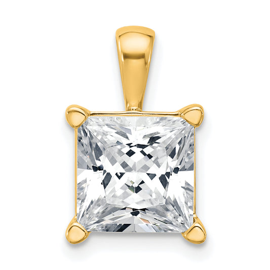 14K Yellow Gold 5 Carat Certified Lab Grown Diamond Vs+ F+ Princess Complete Four Prong Pendant