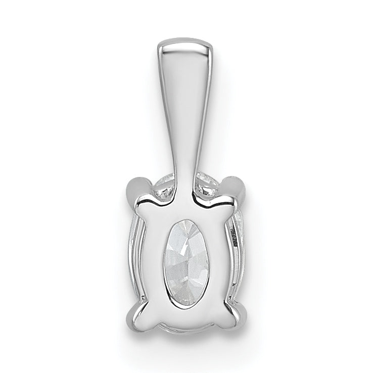 14K White Gold 1/2 Carat Lab Grown Diamond Vs+ F+ Oval Complete Four Prong Pendant
