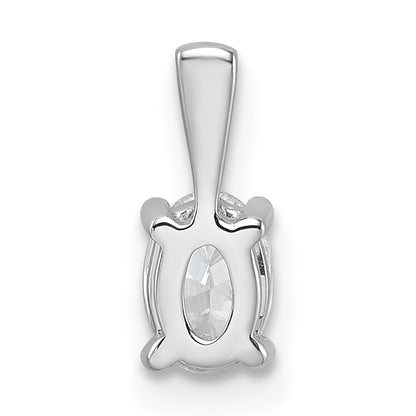 14K White Gold 1/2 Carat Lab Grown Diamond Vs+ F+ Oval Complete Four Prong Pendant