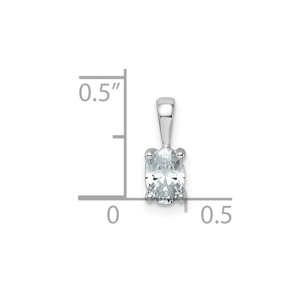 14K White Gold 1/2 Carat Certified Lab Grown Diamond Vs+ F+ Oval Complete Four Prong Pendant
