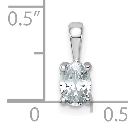 14K White Gold 1/2 Carat Certified Lab Grown Diamond Vs+ F+ Oval Complete Four Prong Pendant