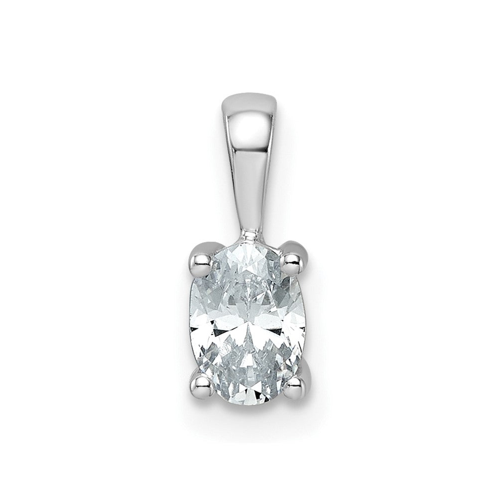 14k White Gold 1/2 Ct. Certified Lab Grown Diamond VS/SI+ G+ Oval Four Prong Pendant