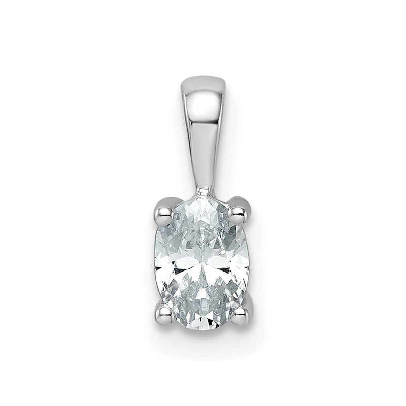 14k White Gold 1/2 Ct. Lab Grown Diamond VS/SI+ G+ Oval Four Prong Pendant