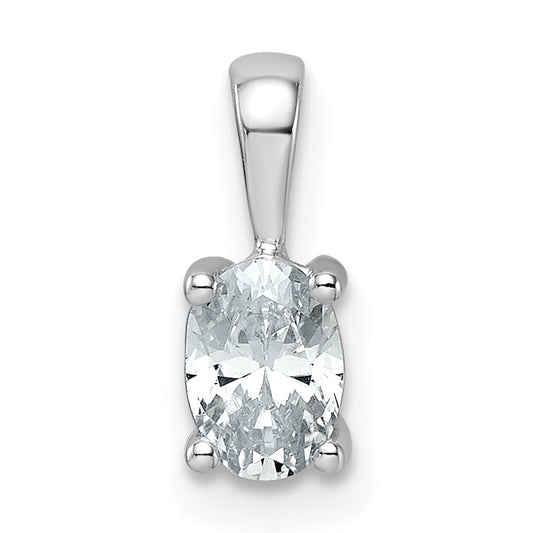 14K White Gold 1/2 Carat Lab Grown Diamond Vs+ F+ Oval Complete Four Prong Pendant