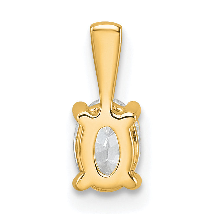 14K Yellow Gold 1/2 Carat Certified Lab Grown Diamond Vs+ F+ Oval Complete Four Prong Pendant