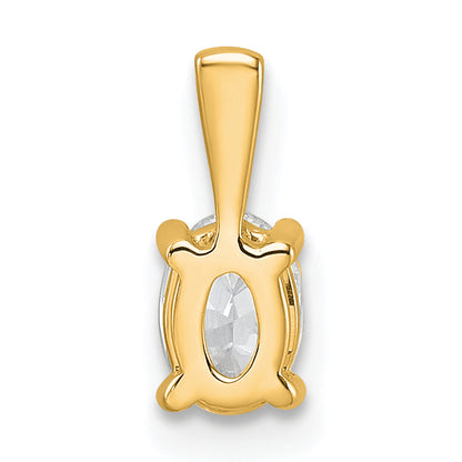 14K Yellow Gold 1/2 Carat Certified Lab Grown Diamond Vs+ F+ Oval Complete Four Prong Pendant
