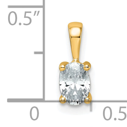 14K Yellow Gold 1/2 Carat Certified Lab Grown Diamond Vs+ F+ Oval Complete Four Prong Pendant
