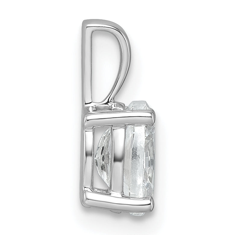 14K White Gold 3/4 Carat Certified Lab Grown Diamond Vs+ F+ Oval Complete Four Prong Pendant
