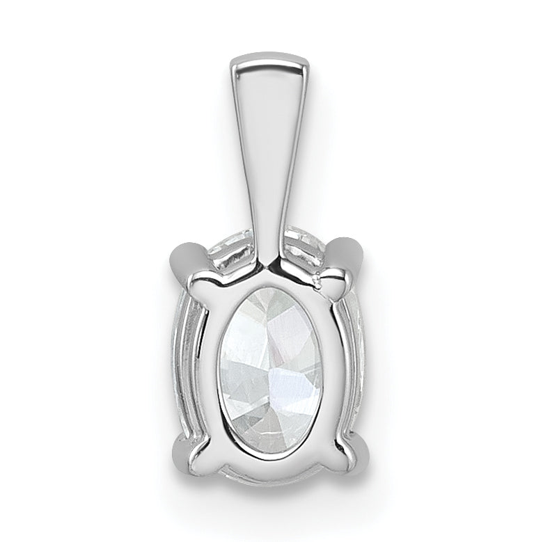 14K White Gold 3/4 Carat Certified Lab Grown Diamond Vs+ F+ Oval Complete Four Prong Pendant