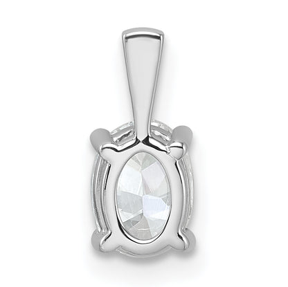 14K White Gold 3/4 Carat Certified Lab Grown Diamond Vs+ F+ Oval Complete Four Prong Pendant