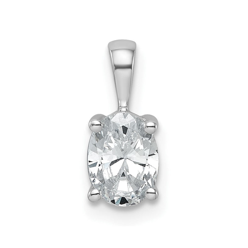 14k White Gold 3/4 Ct. Certified Lab Grown Diamond VS/SI+ G+ Oval Four Prong Pendant