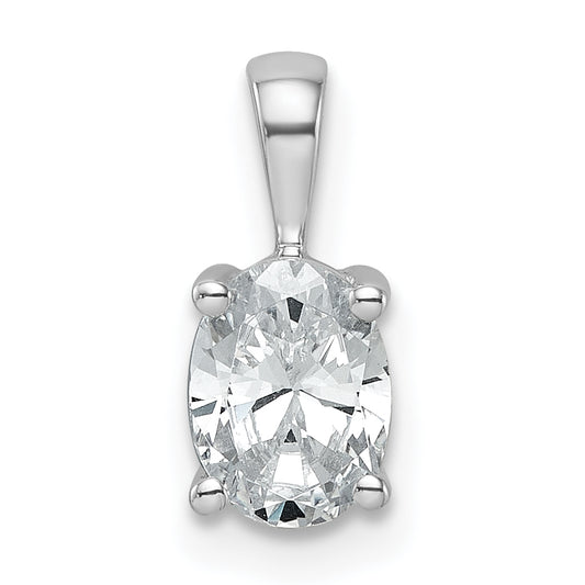 14K White Gold 3/4 Carat Certified Lab Grown Diamond Vs+ F+ Oval Complete Four Prong Pendant
