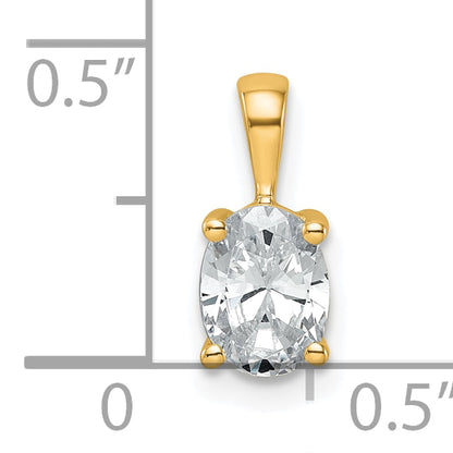 14K Yellow Gold 3/4 Carat Lab Grown Diamond Vs+ F+ Oval Complete Four Prong Pendant
