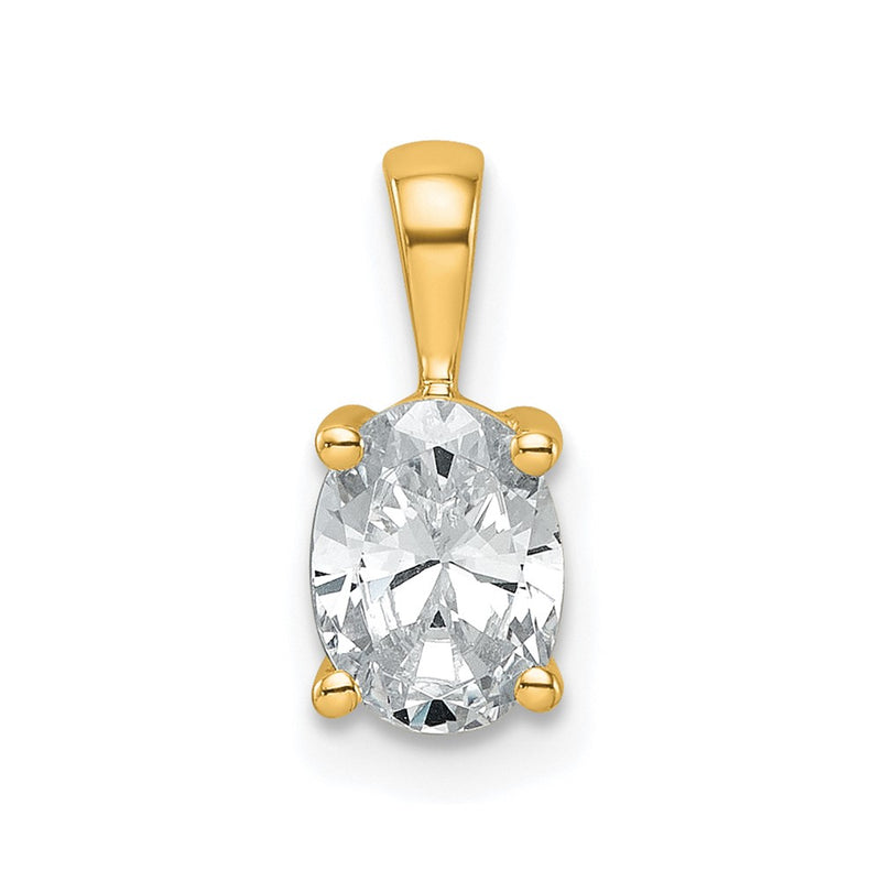 14k Yellow Gold 3/4 Ct. Certified Lab Grown Diamond VS/SI+ G+ Oval Four Prong Pendant