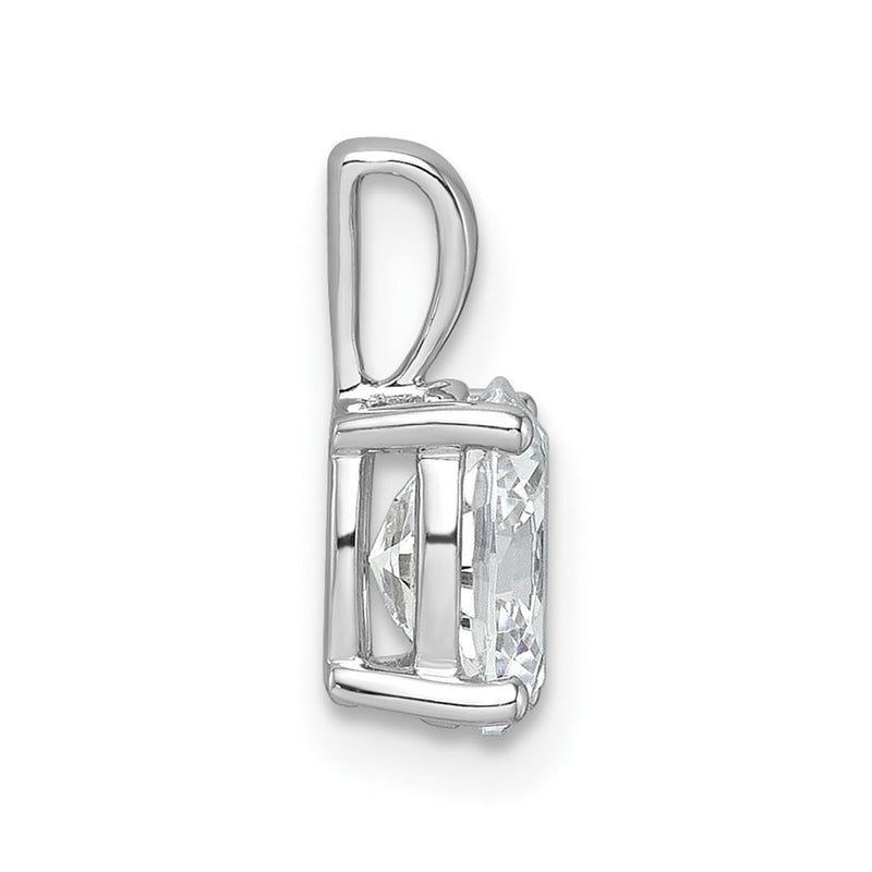 14K White Gold 1 Carat Lab Grown Diamond Vs+ F+ Oval Complete Four Prong Pendant