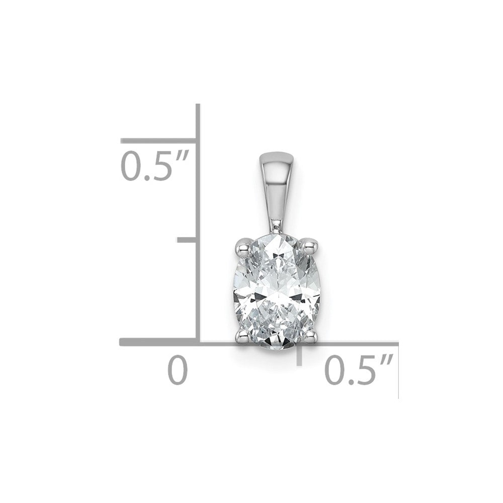 14K White Gold 1 Carat Certified Lab Grown Diamond Vs+ F+ Oval Complete Four Prong Pendant