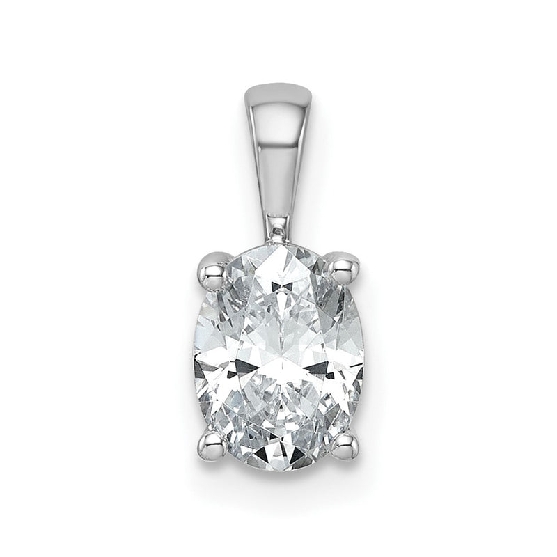 14k White Gold 1 Ct. Certified Lab Grown Diamond VS/SI+ G+ Oval Four Prong Pendant