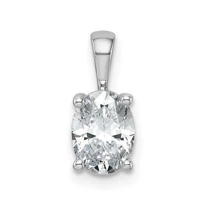14K White Gold 1 Carat Lab Grown Diamond Vs+ F+ Oval Complete Four Prong Pendant