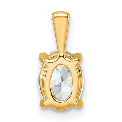 14K Yellow Gold 1 Carat Certified Lab Grown Diamond Vs+ F+ Oval Complete Four Prong Pendant