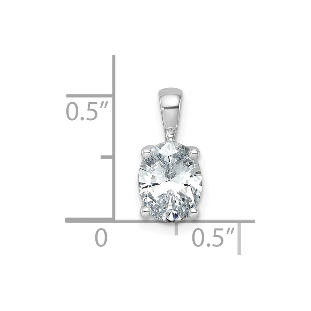 14K White Gold 1 1/2 Carat Certified Lab Grown Diamond Vs+ F+ Oval Complete Four Prong Pendant