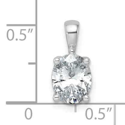 14K White Gold 1 1/2 Carat Certified Lab Grown Diamond Vs+ F+ Oval Complete Four Prong Pendant