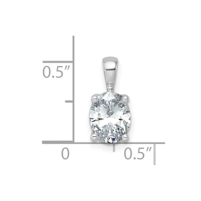14K White Gold 1 1/2 Carat Lab Grown Diamond Vs+ F+ Oval Complete Four Prong Pendant
