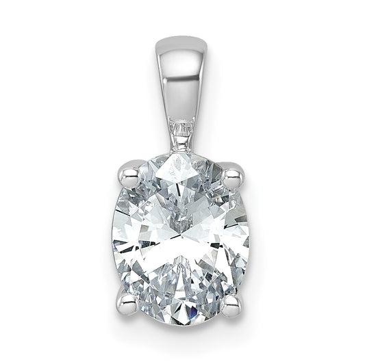14K White Gold 1 1/2 Carat Certified Lab Grown Diamond Vs+ F+ Oval Complete Four Prong Pendant