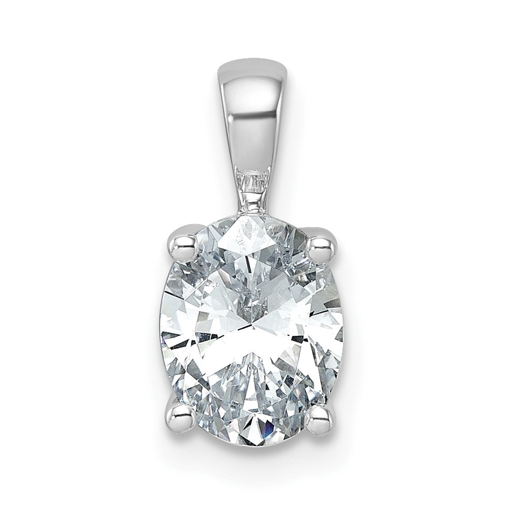 14K White Gold 1 1/2 Carat Certified Lab Grown Diamond Vs+ F+ Oval Complete Four Prong Pendant