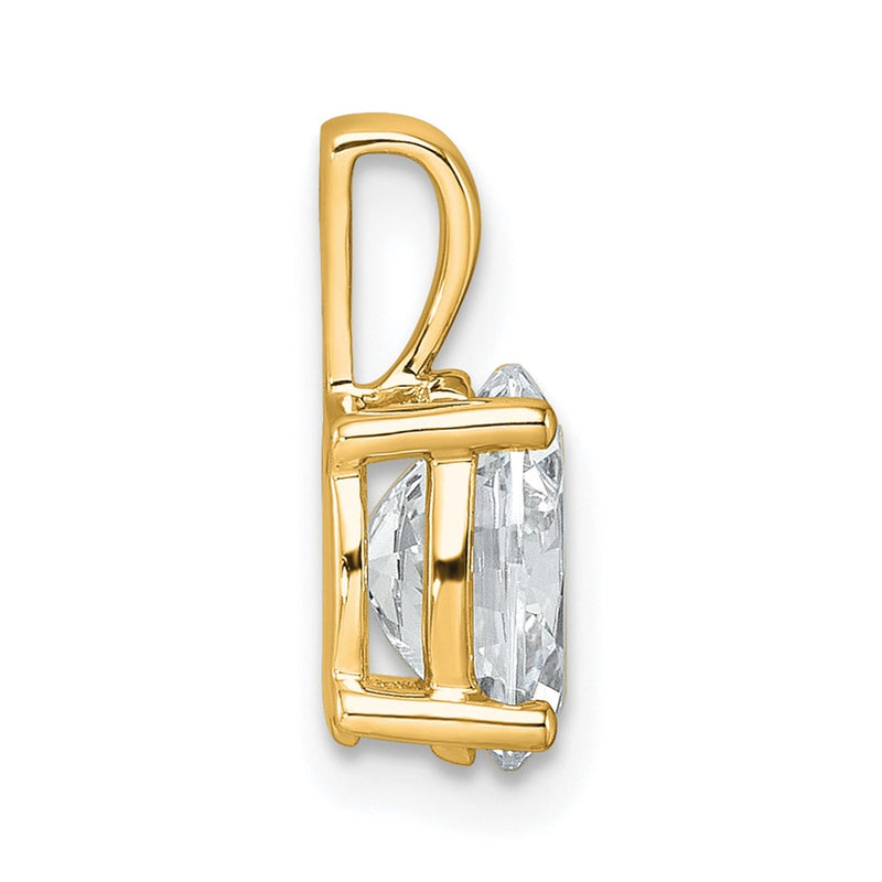 14K Yellow Gold 1 1/2 Carat Lab Grown Diamond Vs+ F+ Oval Complete Four Prong Pendant