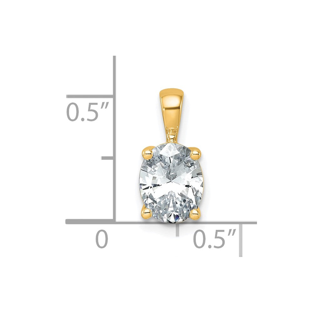 14k Yellow Gold 1 1/2 Ct. Lab Grown Diamond VS/SI+ G+ Oval Complete Four Prong Pendant
